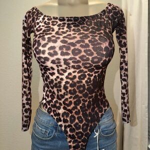 Leopard Print Long Sleeve Bodysuit